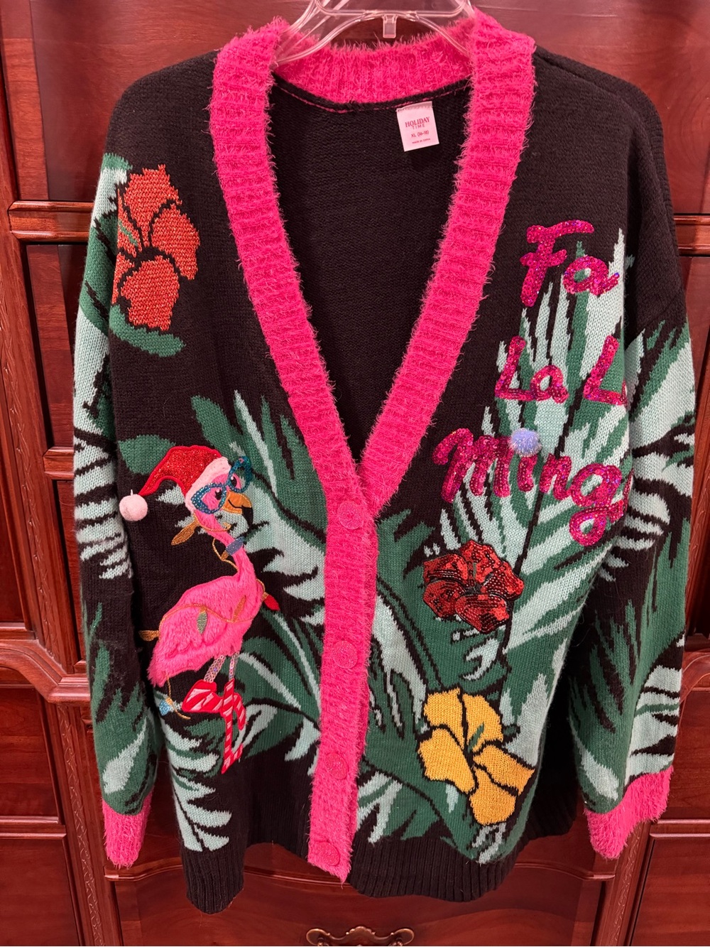 Flamingo Party “Ugly-Sweater” Christmas, Size: Xl